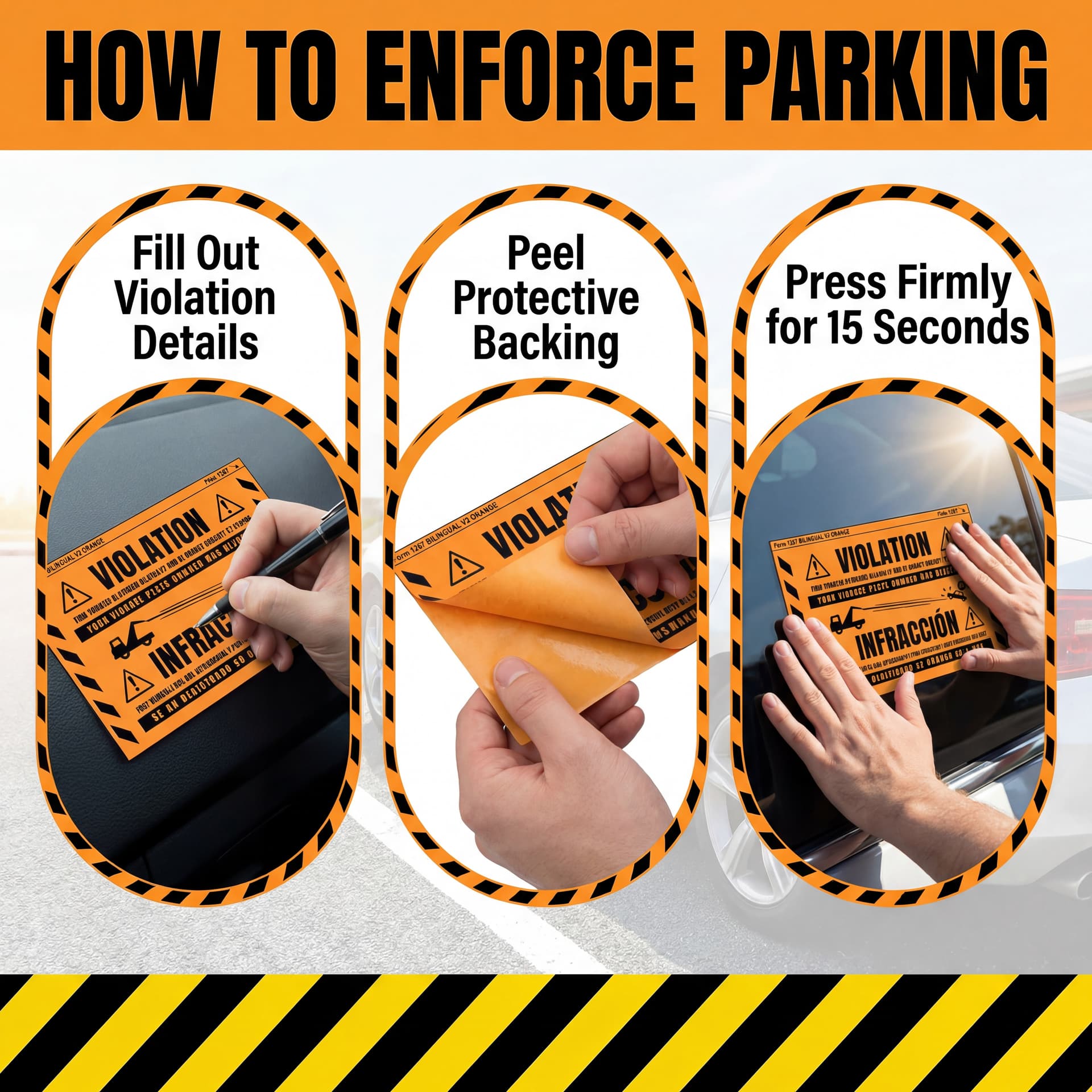 Parking violation stickers 3-step enforcement how-to guide